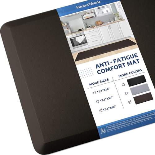 Kitchen Mat Cushioned Anti Fatigue Rug Standing and Comfort Floor Mats | Water-Resistant, Non-Slip, Easy to Clean Comfort Floor Mat for Kitchen, Sink & Office, Multiple Colors & Sizes, 17.3"x60" - color: Chocolate, size: 60"L x 17.3"W x 0.5"Th