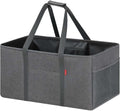 LHZK Standing Extra Large Utility Tote Bag with Metal Wire Frame and the Sides Rinforced, Extra Large Tote Bag with Handle, Reusable Grocery Bags Foldable, Beach Bag, Car Tote (Gray, 26''x15''x13'') - color: Dark Gray, size: 26''x15''x13''-1 Pack