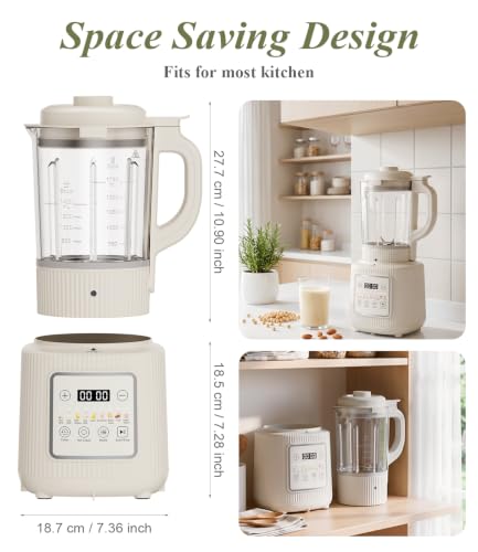 Nut Milk Maker Machine, 59oz Soy Milk Machine with Detachable Design, 9 in 1 Homemade Soy, Almond, Oat, Plant Based Milk, Juice, Milkshake and Smoothie Maker, 24H Delay Start, Auto Clean