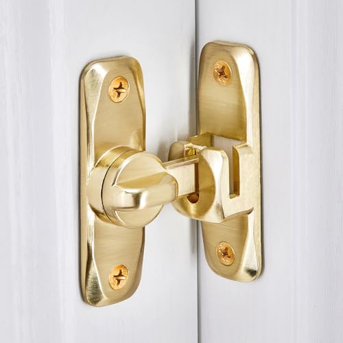 2 Packs Gold Barn Door Latches,90/180 Degree Gate Lock_B | Zinc Alloy Right Angle Door Lock Latch,Flip Gate Latches,Sliding Door Latch Lock,for Cabinets,Fence Gates,Pet Cage - color: Gold