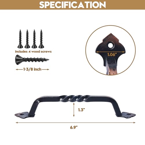 AddGrace 2 Pack Gate Handles for Wooden Gates with Screws 160mm/6 Copper | Durable Solid Steel, Matte Coating, Barn Door Handles, for Garden Gate Shed Wooden Fences, Closet, Wardrobes, Drawer, Rustic - color: Copper