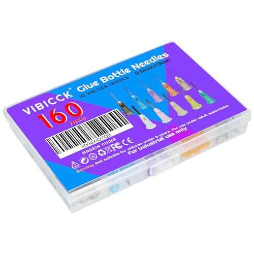 10sizes, 160 blunt tip glue dispensing nozzles Blunt-nosed needle glue applicator, used for applying industrial liquids, adhesives, inks, perfumes, lip glosses.0.5 inches, - size: 0.5 in-10 values 160pcs