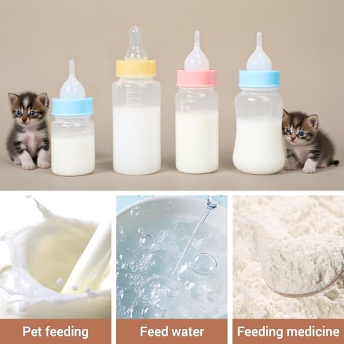 Puppy Kitten Nursing Bottle 4oz - Small Animal Feeding Kit with Nipples | Hand Feeding Supplies for Puppies, Kittens, Rabbits, Ferrets & Newborn Pets - color: BLUE