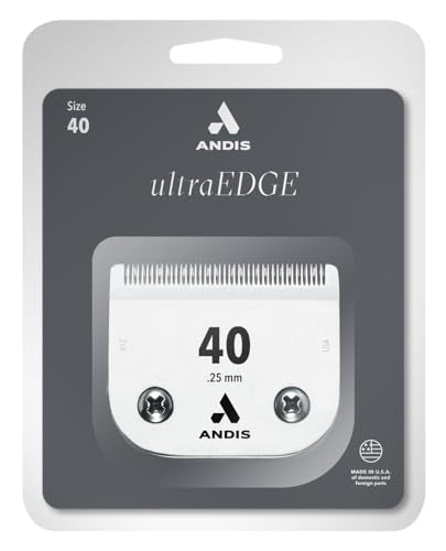 Andis 64076 UltraEdge Detachable Blade, Size 40, 1/100in Ultra-Close Cut | Carbon steel, fits AG, AG2, AGP, AGC, AGC2, AGR, AGR+, AGRC, AGRV, AGCL, BG, DBLC, MBG & SMC - style: 40 Blade (Pack of 1)