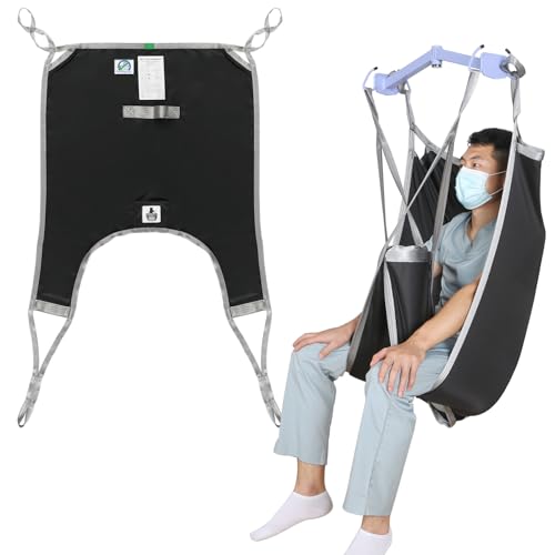 EZ Assistive Patient Lift Divided Leg Sling with Lower Back, Lift Sling for Transfer and Positioning and Lifting, 500lb Weight Capacity (Large-Black) - size: Large-Black