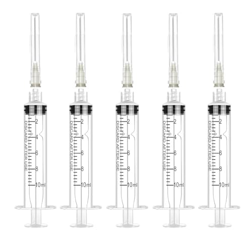 5 Pack 10ml Syringe, With 22G Needle, Dispensing Individually Wrapped