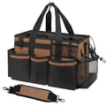 SCAVATA Wearable Cleaning Caddy, Cleaning Caddy Supplies Organizer with Handle & Shoulder Straps for Housekeepers, Under Sink & Car Cleaning Tool Organizers Bag with 4 Foldable Divider (Brown) - color: Brown