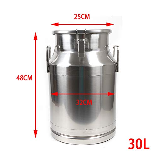 0.04 inch Thickened Stainless Steel Milk Can Large Liquid Container Storage,Stainless Steel Milk Bucket With Sealing Lid and Carry Handle,for Wine, Oil Storage Transport (30L/8 Gal) - size: 30L/8 Gal