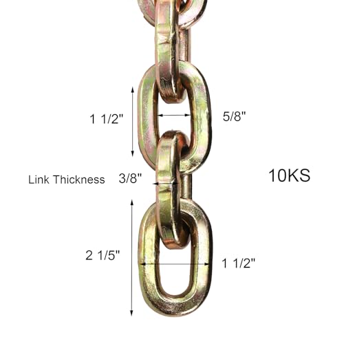 Yarlung 2 Feet Hardened Steel Security Chain 10KS 3/8" Thick Bike Chain | Heavy Duty Square Link Chain for Bikes, Motorcycles, Protected from Prying, Sawing, and Cutting - size: 2 feet