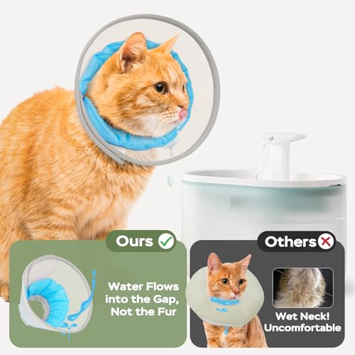 Cat Cone Collar Soft: Comfortable Waterproof Mesh Recovery Cone After Surgery to Stop Licking and Scratch, Alternative to Plastic Elizabeth Head/Neck Cone, Blue,S - color: Blue, size: S