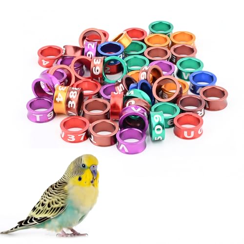 Bird Ring Leg Bands Birds Tags Ldentifying Training Rings Aluminum Alloy Closed Ring Bird Identification Leg Rings for Hibiscus Birds,Parrots,Peonies,etcMixed Colors 50 Per Pack(ID7.0MM) - size: ID7.0MM