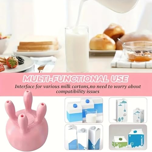 2 PCS Cow Udder Milk Carton Cap, Funny Pink Milking Machine, Teat Hole Boxed Milk Diverter, Efficient Leak Proof Bottle Cap for Boxed, Durable Udder Pouring Lid for Home Kitchen
