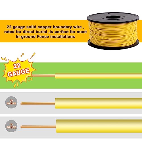 Underground Dog Fence Boundary Wire, Compatible for Pet System Wireless | Extended In-Ground Fence, 500 ft Electric Pet Fence Replacement Wire,Covers Approximately 1/3 Acre - color: Yellow, size: 22 Gauge