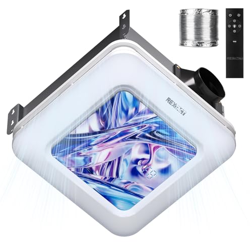 RexTact Bathroom Fan with Humidity Sensor,230 CFM 1.0 Sone Bathroom Exhaust Fan with Light,Ventilation and Exhaust Fan with Remote Control and Timer Function,Violet Blue - color: Violet Blue