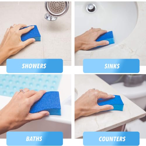 Elitra Home Heavy Duty Scrubber Sponge with Smell Resistant Hydrophilic Foam Technology, Odorless - Blue, Pack of 24 | Non-Scratch Hydrophilic Foam Technology - Curved Grip, Dual-Sided Foam & Acrylic Grain Surface, Made in USA - size: 24 Count (Pack of 1)