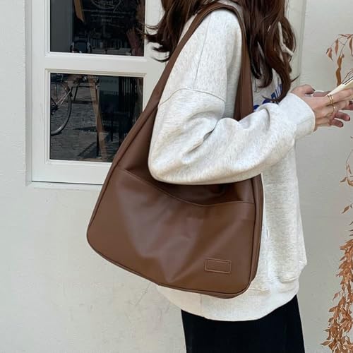 Women Tote Handbags Chic Vegan Leather Tote Bag Purse Stylish Casual Trendy Large Soft Shoulder Bag - color: Brown1