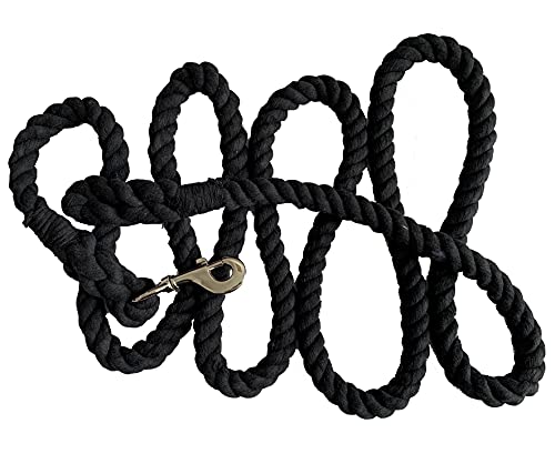 Majestic Ally Pack of 2 Solid Cotton Lead Rope for Horses & Livestock – 10 Foot Long and 5/8 inch (16MM) Thick - Replaceable Heavy-Duty Satin Bolt Snap – Handmade – Soft, Broken in Feel (Black) - color: BLACK