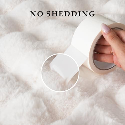 BENVWE Faux Fur Throw Blanket for Couch - Thickened Fluffy Soft Bubble Blanket for Living Room Home Decor - Mothers Day Birthday Gifts for Women Men, Cream White, 50" x 60", 1300GSM - color: Cream White, size: Throw(50" x 60")