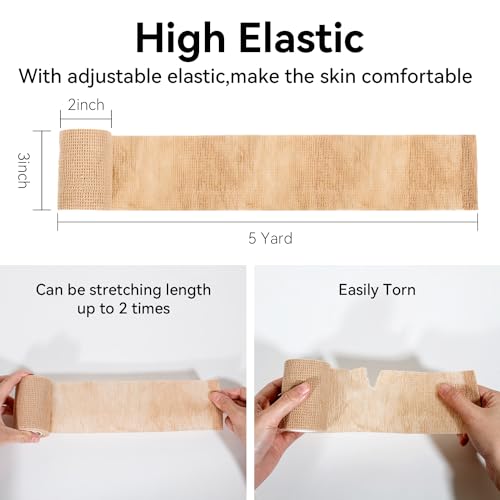 Self Adhesive Bandage Wrap,Bandage Tape,Medical Tape,Vet Tape | Athletic Tape Gauze,for First Aid,Sports, Wrist, Ankle (skin color, 3inch*16rolls) - color: Skin Color, size: 3inch*16rolls