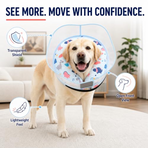 Inflatable Dog Cone Collar for Large Medium Small Dogs, Soft Dog Donut Collar Adjustable Recovery Cone for Pets After Surgery, Extra Enhanced Anti-Licking Guard Shield (Dinosaur, Small) - color: Dinosaur, size: Small