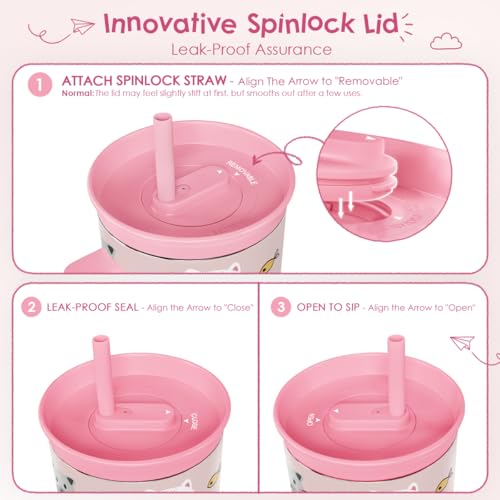 SANDJEST Cat Stainless Steel Tumbler 20oz with Handle and Silicone Straw Locking Lid for Kids Girls, Birthday Christmas Back to School - color: Cat