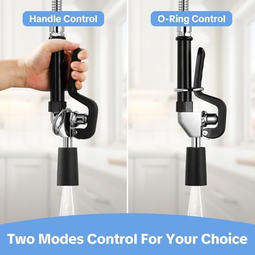 Pre Rinse Sprayer Commercial Sink Sprayer Head, Low Lead Spray Valve Dish Sprayer Nozzle with Ergonomic Handle, High Pressure Brass Faucet Parts for Commercial Kitchen faucet, Chrome Finished