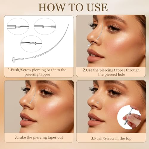 2Pcs Piercing Ball Grabber Tool for Changing Jewelry, Stianless Steel Flat Back Earring Applicator Internally Threaded Push Pin Piercing Grabber Tool - color: Silver-J