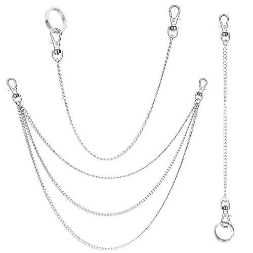 anezus 3pcs Belt Chain, Pocket Chain, Chains for Wallet, Pants, Jeans, Goth Accessories for Eboy, Egirl, Men and Women