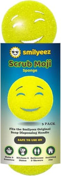 The Original Scrub Moji Scrubbing Sponge by Smilyeez (Set of 3) - Yellow - Temperature-Responsive Polymer Foam, Stain and Odor Resistant, Ideal for Kitchen and Bathroom Cleaning - color: Yellow