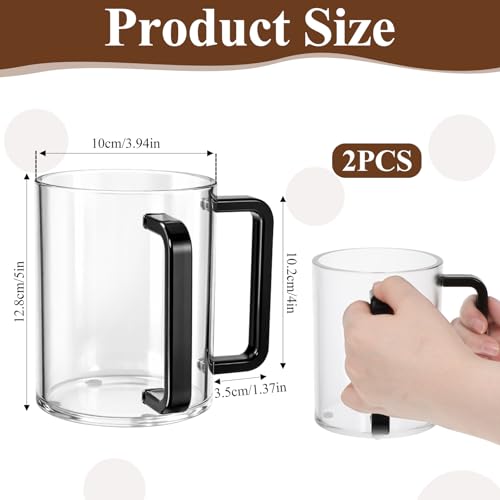 2 Pcs Judaica Hand Washing Cup with Dual Handles 5" Acrylic Clear Negel Vasser Hand Washing Cup for Jewish Ritual Netilat Yadayim Holiday Gifts (Black Handle) - color: Black Handle