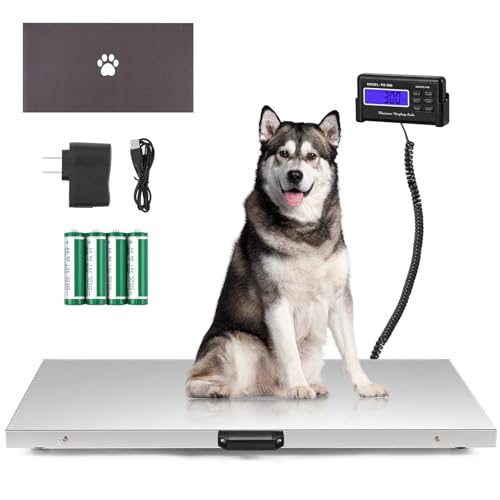 Pet Scale for Large Dog 1100lb x 0.2lb, Postal Scale with Large Stainless Platform 40.5” x 20.8”, Animal Scales for Weighing,Vet Scale with Rubber Mat Livestock Scale for Dog, Sheep