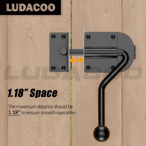 Rocker Slide Bolt Gate Latch, Heavy Duty Door Lock Hook Style, Slide Bolt Latch for Outdoor Wooden， Barn Gate–Ergonomic Round Handle Grip, Rust-Resistant Metal Gate Hardware, 1 Pack