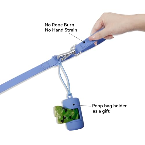 Waterproof Dog Leash with Poop Bag Holder, 5FT/6FT Adjustable Length with 2 Swivel Hooks, Odor-Free & Easy-Clean Dog Lead for Large Medium Small Dogs - color: Blue, size: 5FT - 3/5inch Width