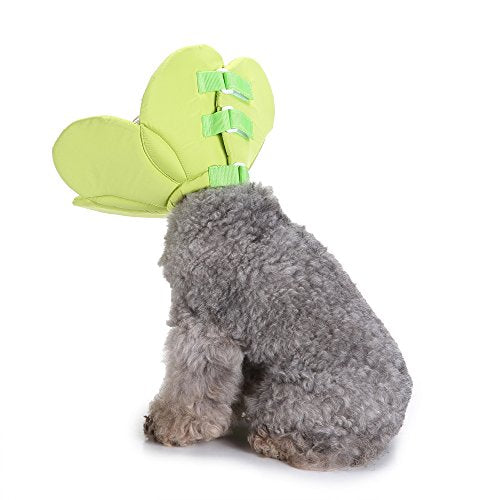Dog Cone E-Collar Flower Soft Elizabethan Waterproof Grooming Recovery Protective Adjustable Collar for Puppy Small Medium Dogs (L Neck: 13-15in, Green) - color: Green, size: L Neck:13-15in