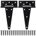 8 Inch T-Strap Gate Hinges, Shed Barn Door Hinges Heavy Duty, Black Tee Hinges for Wooden Fences, Yard Gate, Wrought Hardware Iron Rustproof (2 Pack/Set) - size: 8 Inch