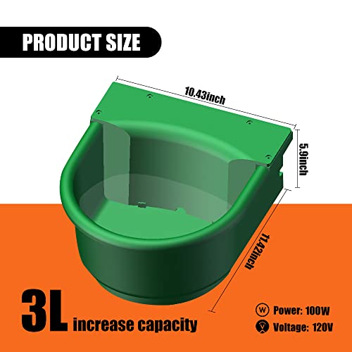 Automatic Heated Dog Waterer Bowl Feeder Constant Temperature Dispenser 3L Outdoor Thermal Bowl with Float Ball Valves for Pet Dog Horse Cattle Goat Sheep (Green) - color: Green