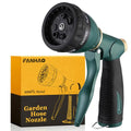 FANHAO 8 Spray Patterns Metal Garden Hose Nozzle with Hands-Free Lock | Rustproof Leak Proof Metal, Comfortable Non-Slip Handle, High Pressure Hose Sprayer Nozzle for Plant, Car & Pet Washing - color: Green