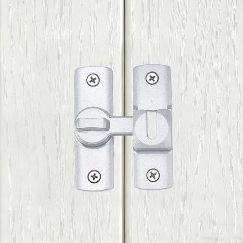 4 Pack 90/180 Degree Flip Barn Door Lock Silver Security Window Latch Zinc Alloy Right Angle Door Lock Flips Latch Lock for Barn Door Cabinet Window Bathroom Garden
