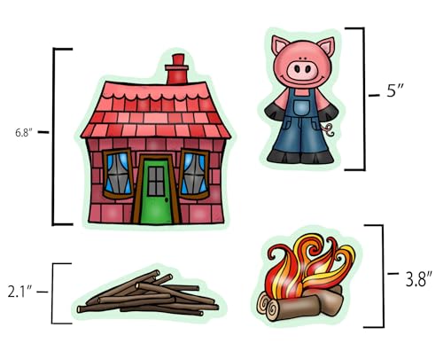 Three Little Pigs Story Set Flannel Felt Board Figures 14 Pieces PRECUT Plus Activity Pages Preschool Made in USA of Domestic Felt & Imported Ink(Medium) - size: 1 Medium Set: Three Pigs
