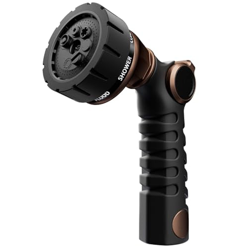 RESTMO Heavy Duty Hose Nozzle, Metal Garden Water Hose Sprayer | 7 Watering Patterns, Easy Thumb Control, On Off Valve, leak proof Nozzle Sprayer for Watering Plants, Washing Car & Pet - color: Oil Rubbed Bronze