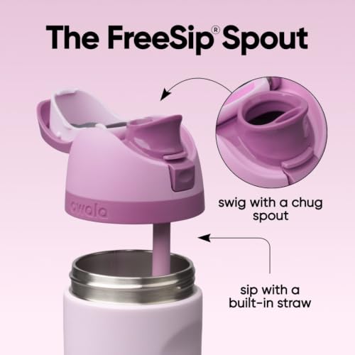 Owala FreeSip Kids Stainless Steel Water Bottle 16 oz Lilac You A lot - color: Lilac You A Lot, size: 16 Ounces