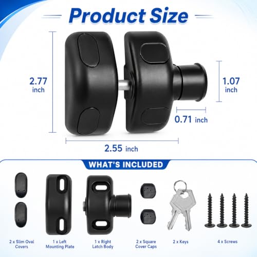 Magnetic Gate Latch, Lockable Side Pull for Wood Vinyl Metal Gates for Home, Yard & Garden Fences（Black）