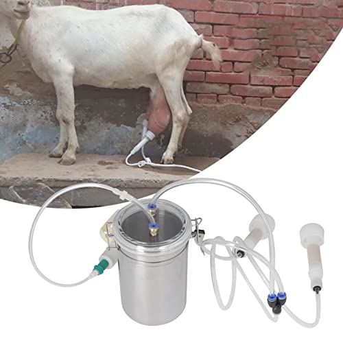 Goat Milking Machine Manual, 2L Cow Sheep Milking Pump Portable Stainless Steel Cattle Milking Machine Sheep Vacuum Goat Milker, for Home Small Farms
