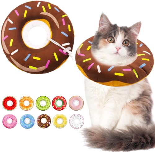 Cat Cone Collar Soft, Adjustable Cat Recovery Cone (Brown, L) | Stop Licking, Cute Kitten Donut Collar After Surgery, Elizabethan Collars for Kittens, Lightweight Cats Neck Cones - color: Brown, size: Large