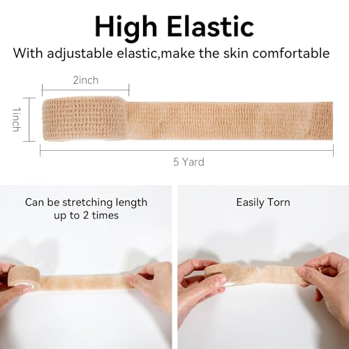 Self Adhesive Bandage Wrap,Bandage Tape,Medical Tape,Vet Tape | Athletic Tape Gauze,for First Aid,Sports, Wrist, Ankle (skin color, 1inch*16rolls) - color: Skin Color, size: 1inch*16rolls
