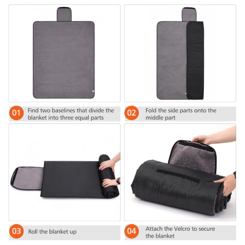 REDCAMP 79"x59"Large Outdoor Camping Blanket Sherpa Fleece Lining, Black | Cold Weather Warm Thick Outdoor Blanket Comfy Foldable & Windproof for Camping Stadium,Car,Picnics,Pet,Trip,Machine Washable - color: 59"x 79" Matte Black
