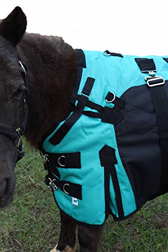 Challenger 1200D Miniature Weanling Donkey Pony Horse Foal Winter Blanket 51975TL - color: Turquoise Black Wave, size: 36 Inches