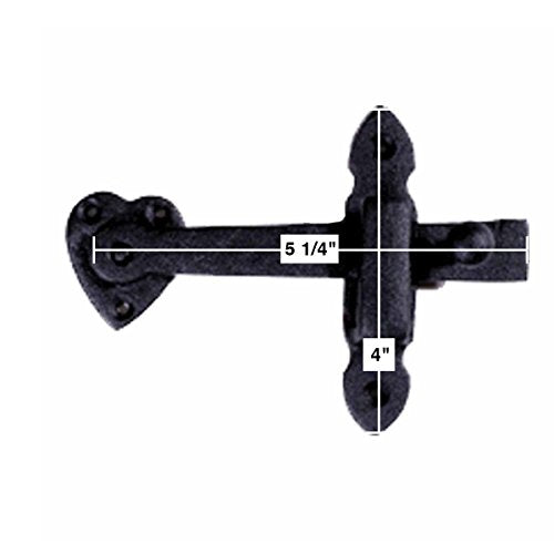 Renovators Supply Manufacturing Black Wrought Iron Heart Style Flip Gate Latch 4 in Antique Barn Fence Door Lock - color: 4-inch Heart, size: Pack of 1