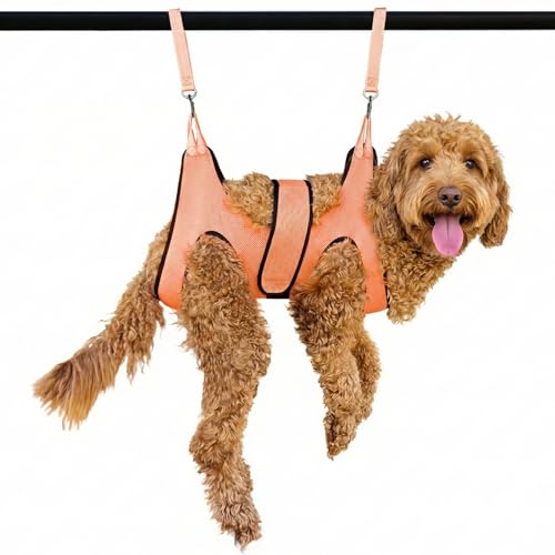 Haminway Pet Grooming Hammock – Large Dog Grooming Sling for Nail Trimming, Bathing & Ear/Eye Care – Pink - color: Pink