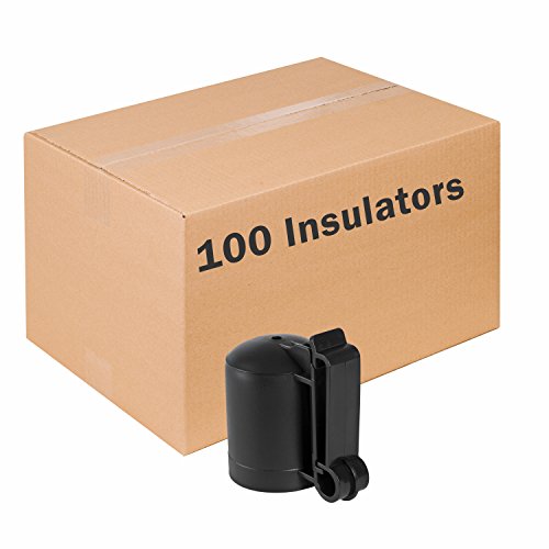 Zareba T-Post Safety Cap and Insulator for Electric Fence, 100 Pack | Black Safety Caps for 1.25 and 1.33 T-Posts, Livestock Protection, Accommodates Any Gauge Wire, Farm Fencing Supplies - size: 100 Pack